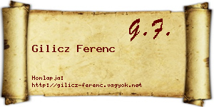 Gilicz Ferenc névjegykártya
